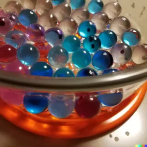Gel balls in bowl